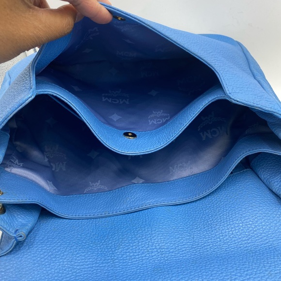 MCM Leather Pebbled Blue Two way bag - Picture 7 of 8